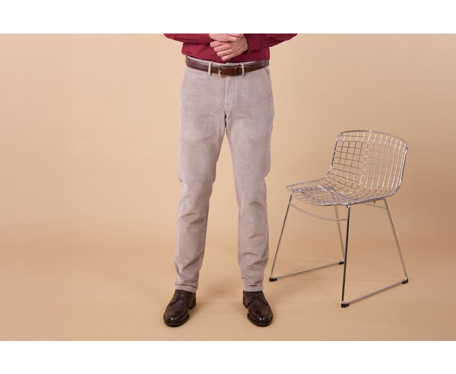 Light Taupe Grey Men's corduroy chinos - NORMAN
