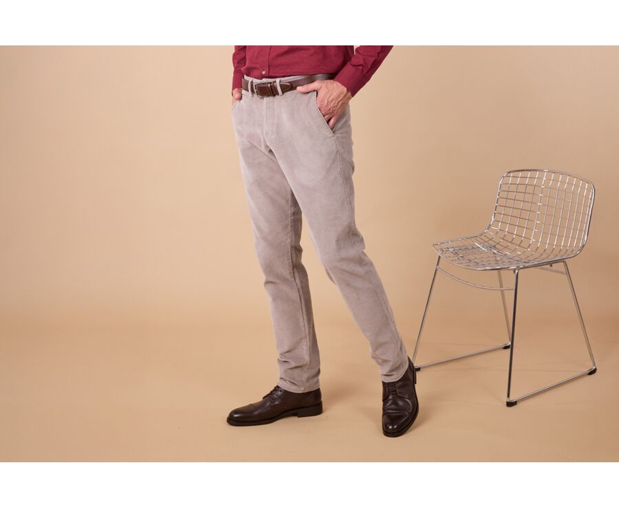 Light Taupe Grey Men's corduroy chinos - NORMAN