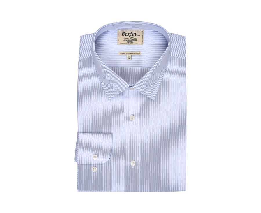 White cotton shirt with blue stripes - CLÉMENT