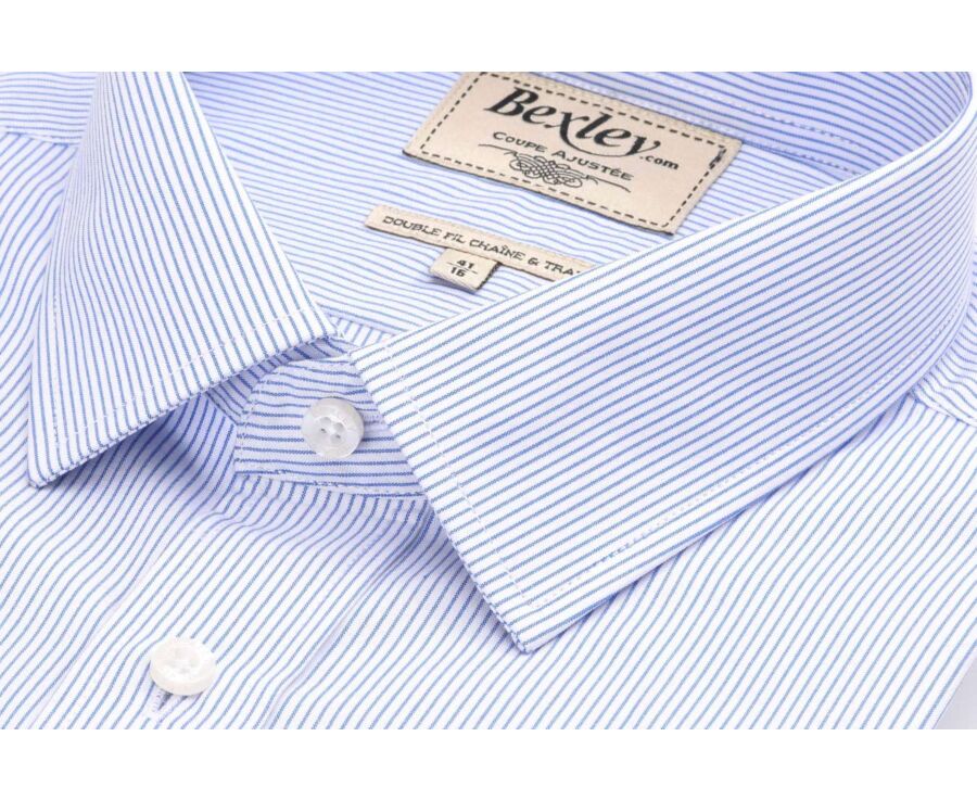 White cotton shirt with blue stripes - CLÉMENT