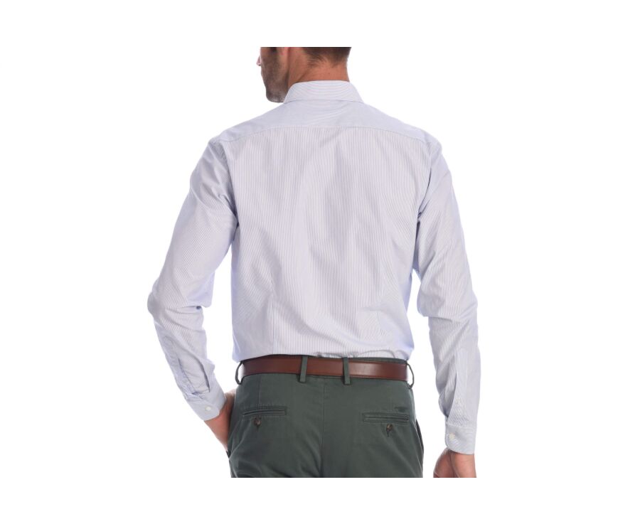 White cotton shirt with blue stripes - CLÉMENT