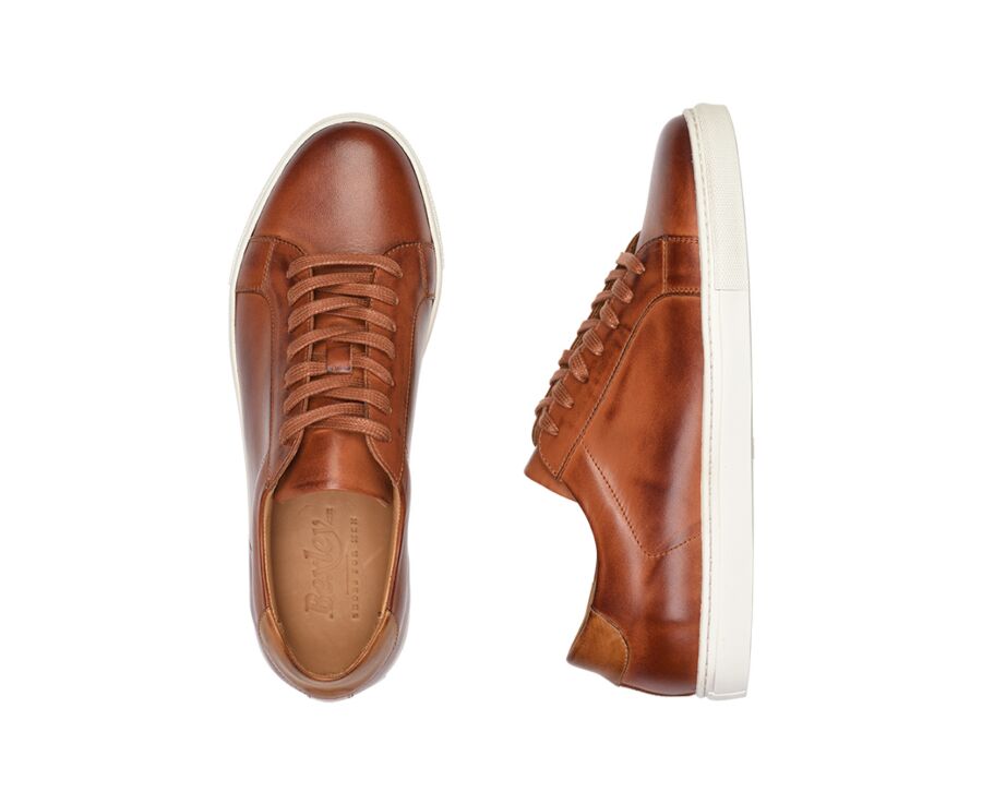 Patina Chestnut Men's leather Trainers - INGLEWOOD