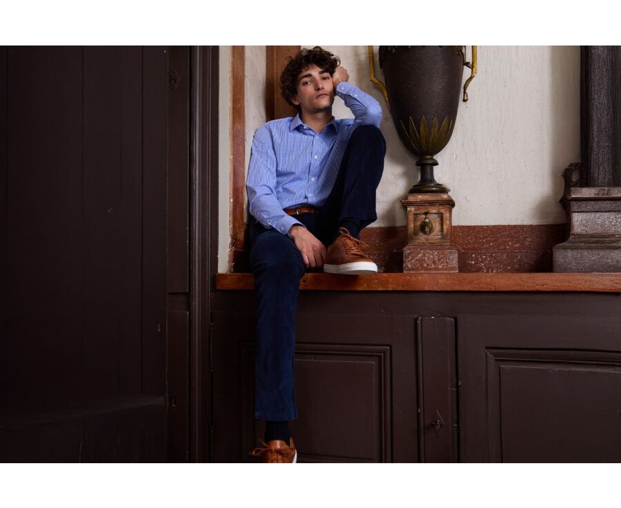 Patina Chestnut Men's leather Trainers - INGLEWOOD