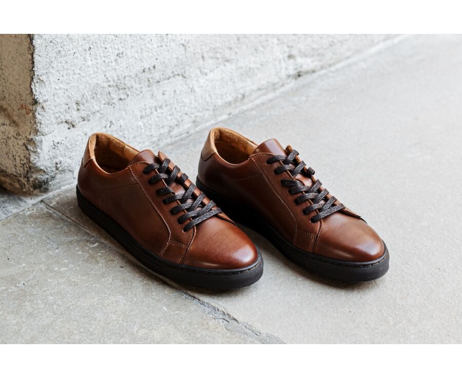 Patina Dark Chestnut Men's leather Trainers - INGLEWOOD