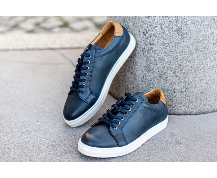 Patina Navy Men's leather Trainers - INGLEWOOD