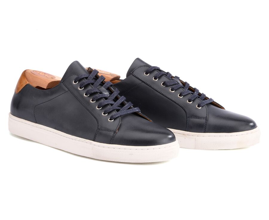 Patina Navy Men's leather Trainers - INGLEWOOD