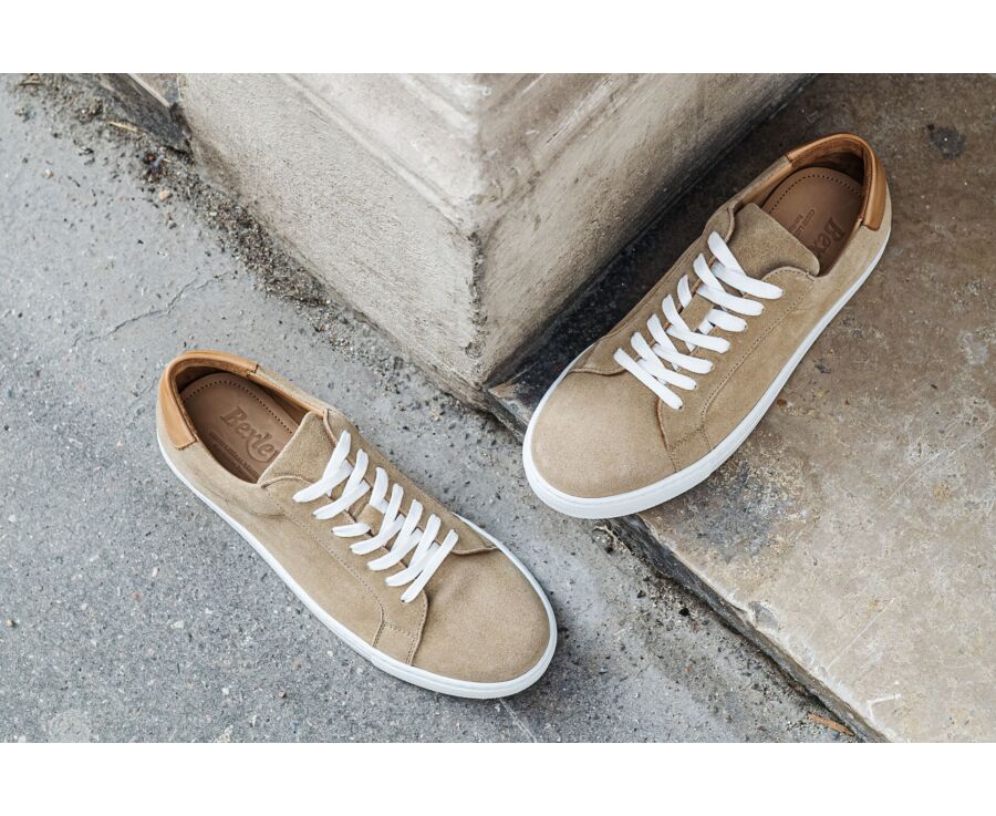 Dark Beige Suede Men's leather Trainers - INGLEWOOD