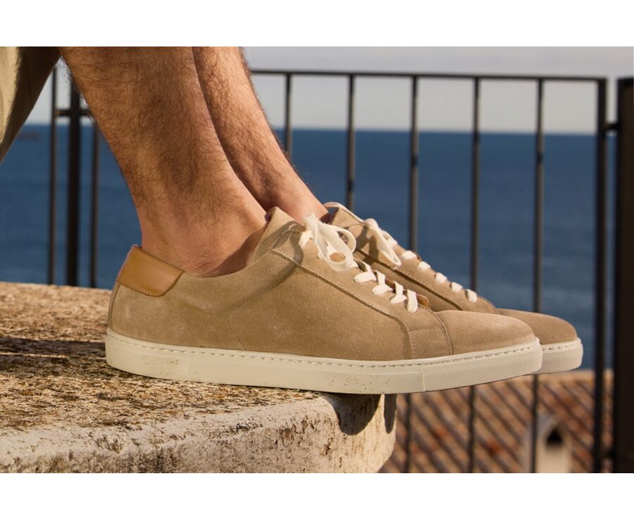 Dark Beige Suede Men's leather Trainers - INGLEWOOD