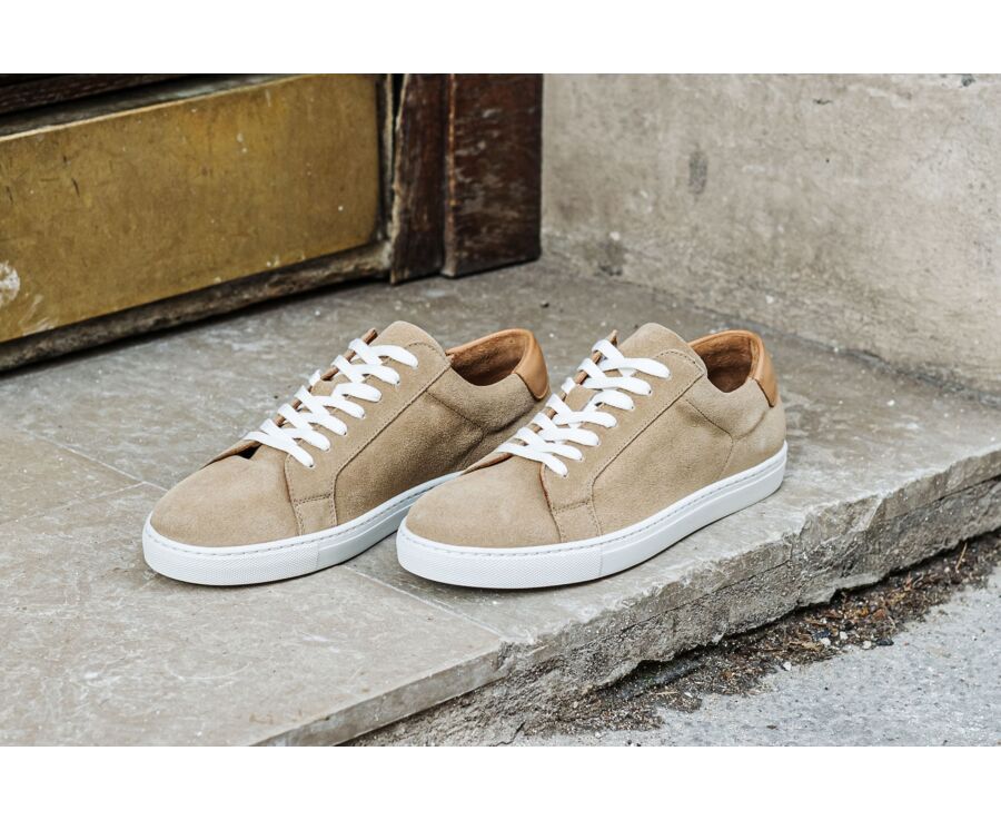 Dark Beige Suede Men's leather Trainers - INGLEWOOD