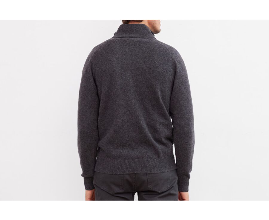 Grey Anthracite lambswool full zip sweater - KANE