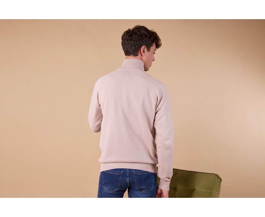 Light Beige Lambswool full zip Sweater - KANE