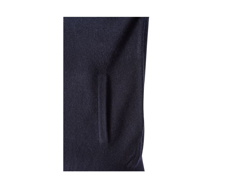 Navy Blue lambswool full zip sweater - KANE
