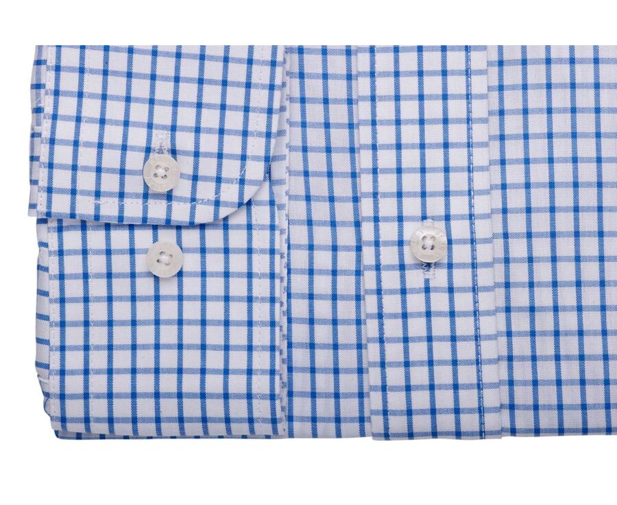 White shirt with blue checks - American collar - GRAYSON