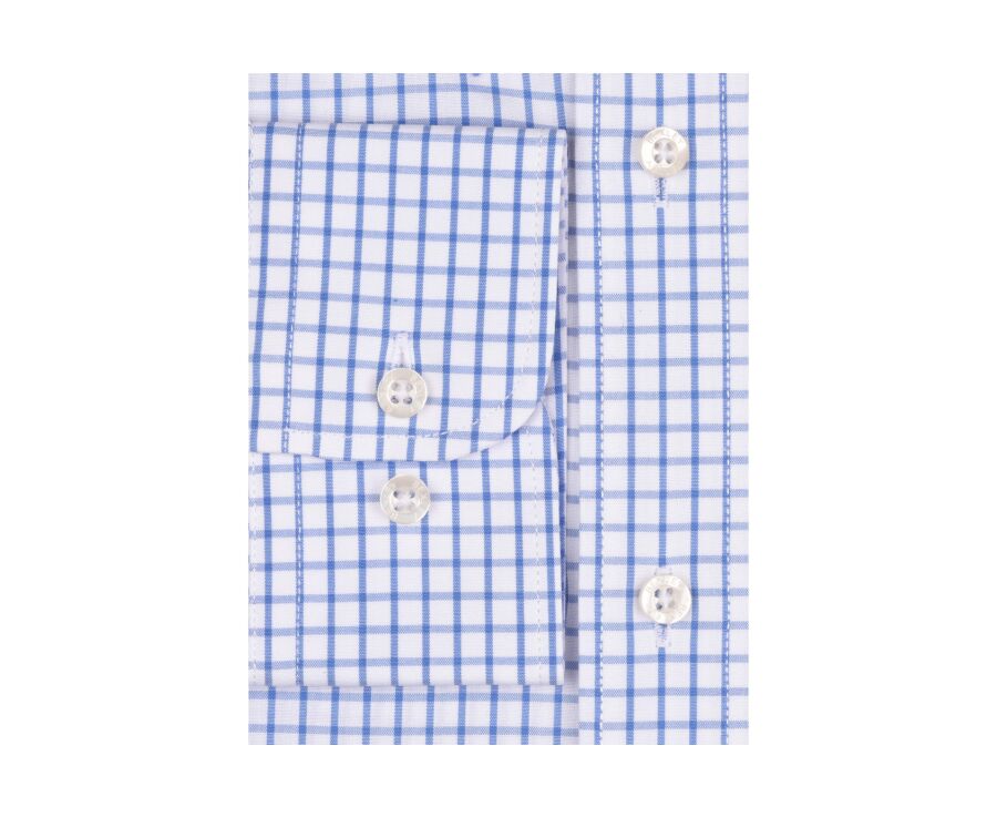 White shirt with blue checks - American collar - GRAYSON