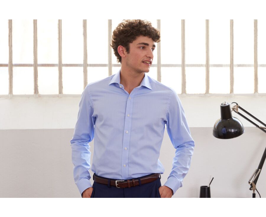 Blue sky two ply Plain Oxford shirt - OTTAVIO
