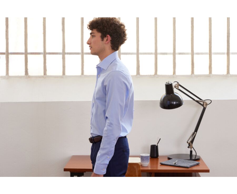 Blue sky two ply Plain Oxford shirt - OTTAVIO