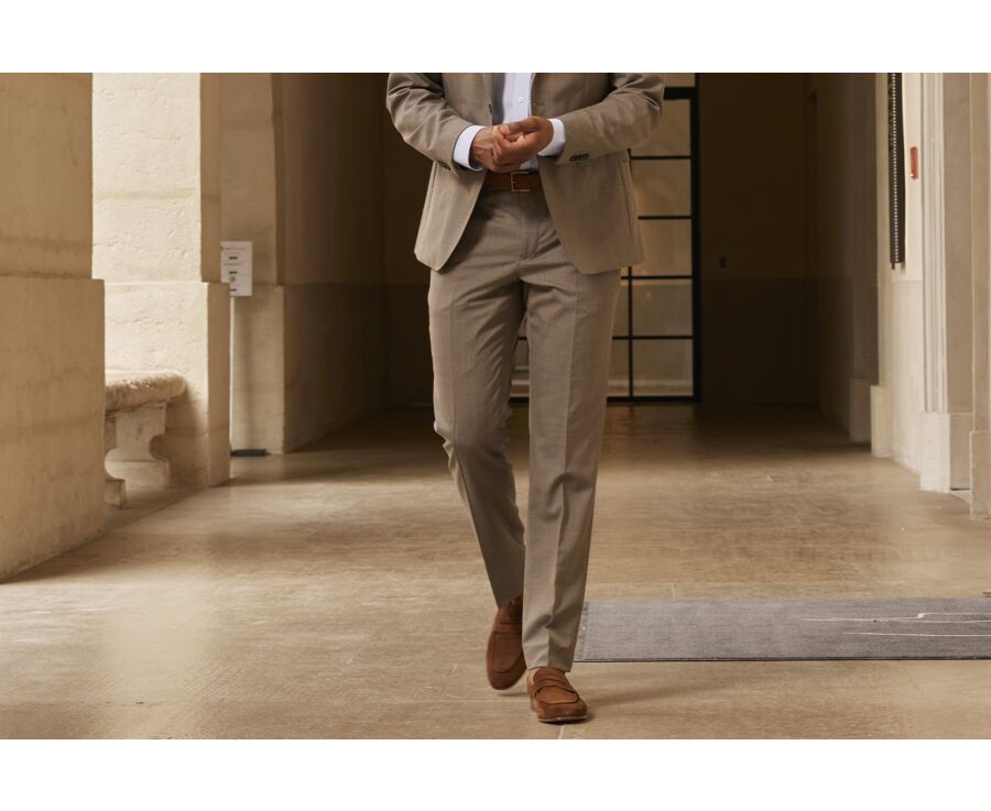 Men's Taupe melange Suit Trousers - LAZARE