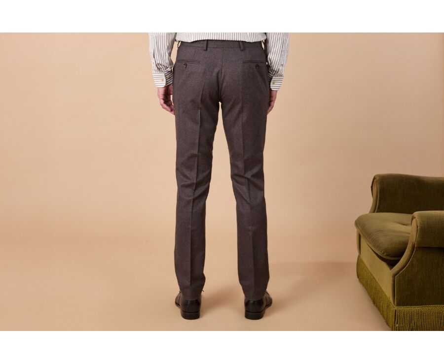 Men's Chocolate Melange Suit Trousers - LAZARE