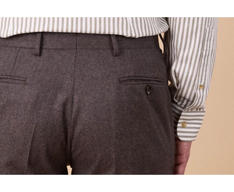 Men's Chocolate Melange Suit Trousers - LAZARE