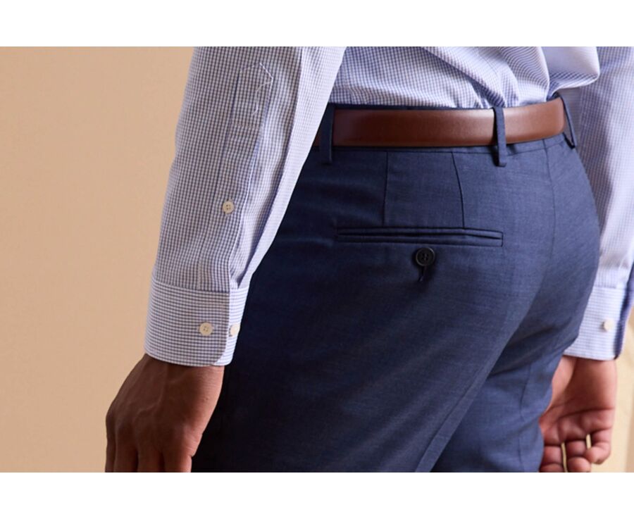 Men's Blue Melange Suit Trousers - LAZARE