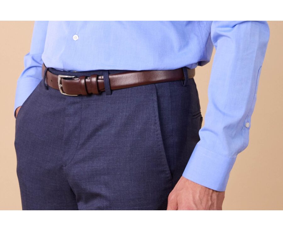 Men's Dark Blue Melange Suit Trousers - LAZARE