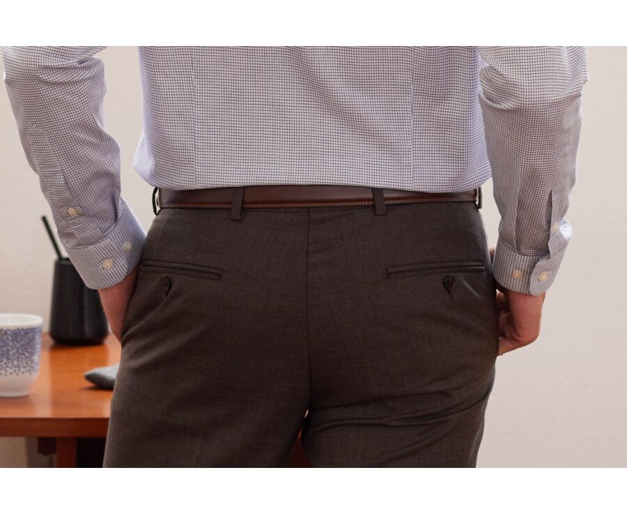 Men's Brown Melange Suit Trousers - LAZARE