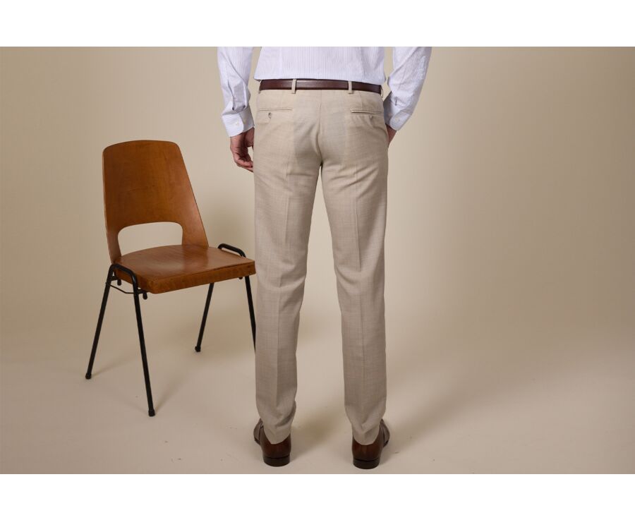 Men's Beige Melange Suit Trousers - LAZARE