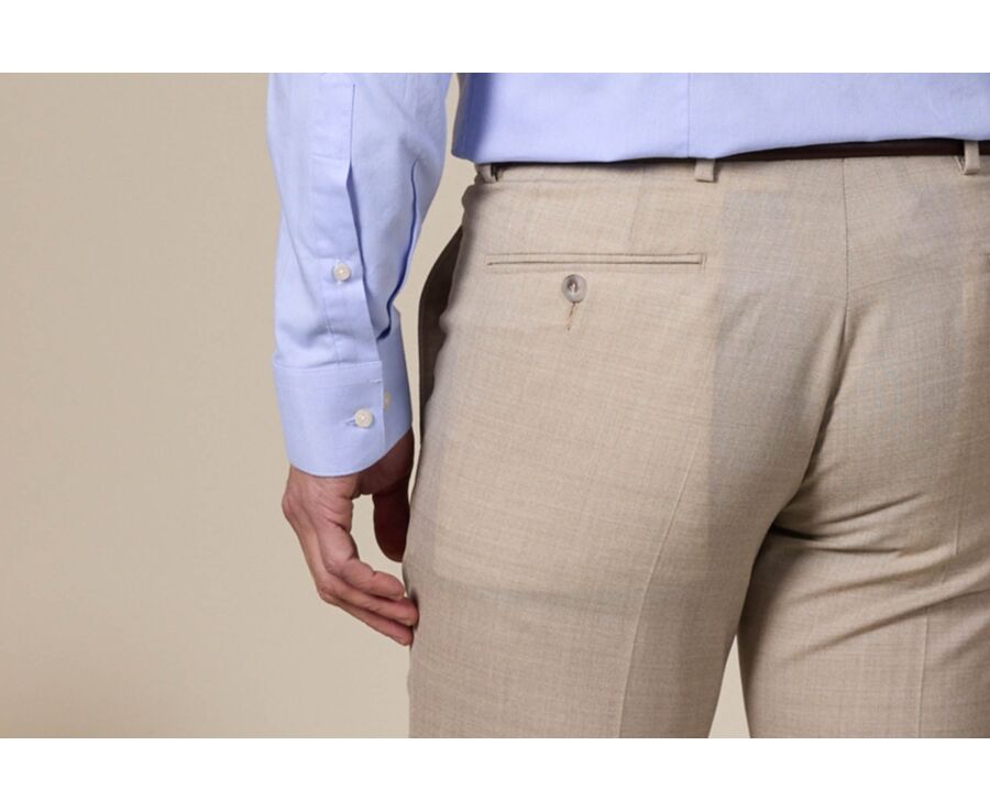 Men's Beige Melange Suit Trousers - LAZARE