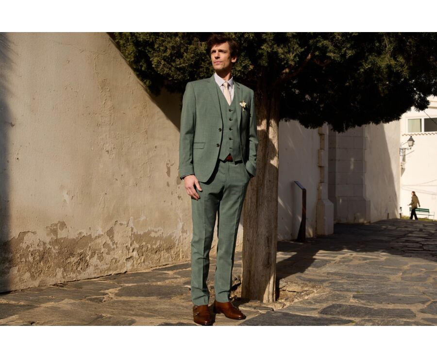 Men's Suit Trousers Linden Green - LAZARE