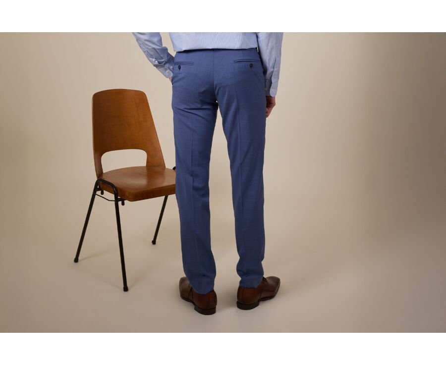 Middle Blue Melange Suit Trousers - LAZARE