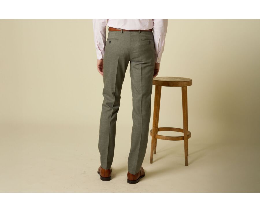 Men's Light Khaki Melange Suit Trousers - LAZARE