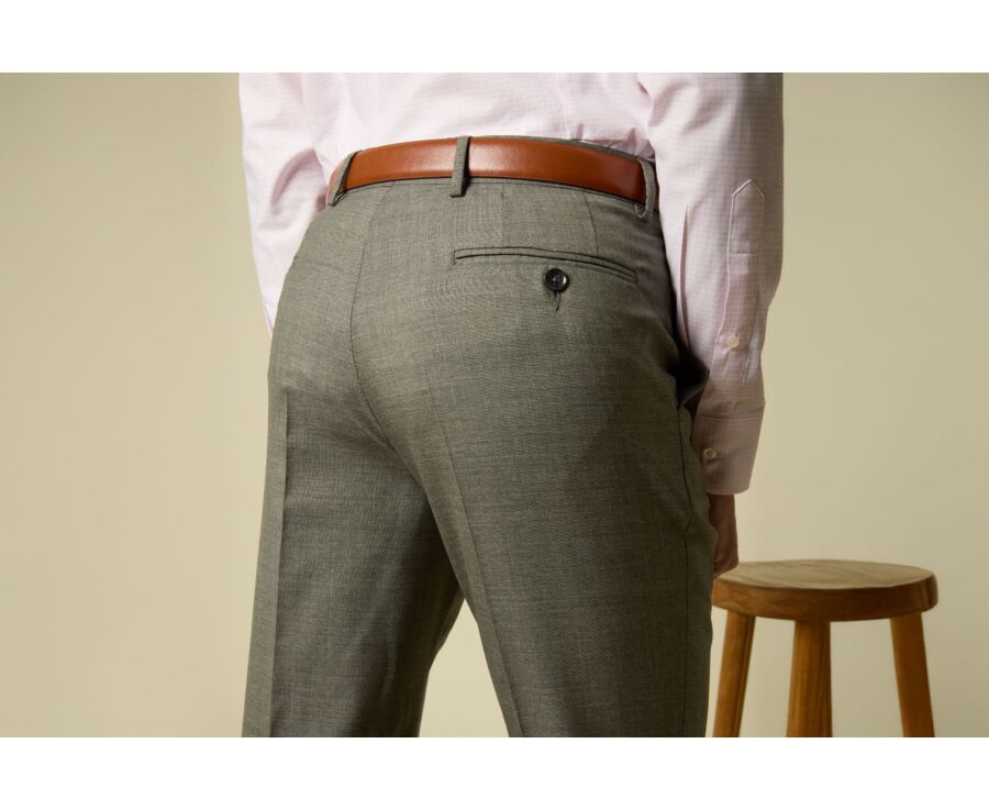 Men's Light Khaki Melange Suit Trousers - LAZARE