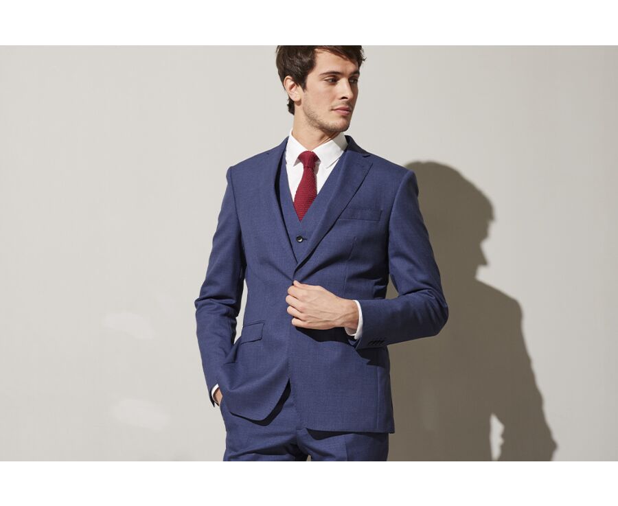 Men's Blue Melange Suit Jacket - LAZARE