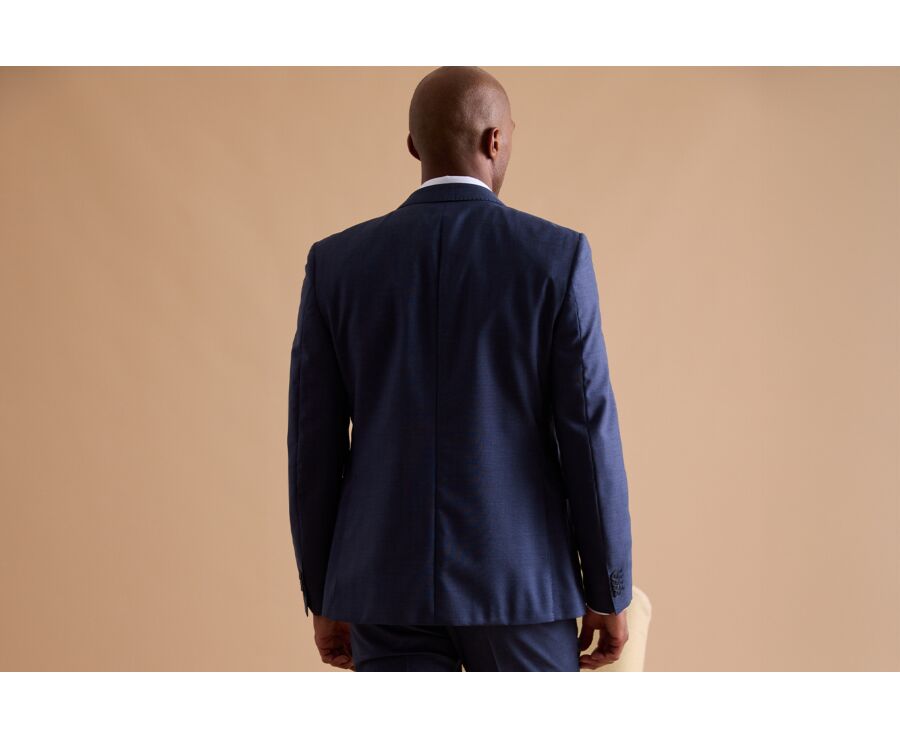 Men's Blue Melange Suit Jacket - LAZARE