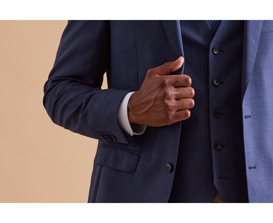 Men's Blue Melange Suit Jacket - LAZARE