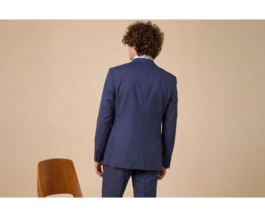 Men's Dark Blue Melange Suit Jacket - LAZARE