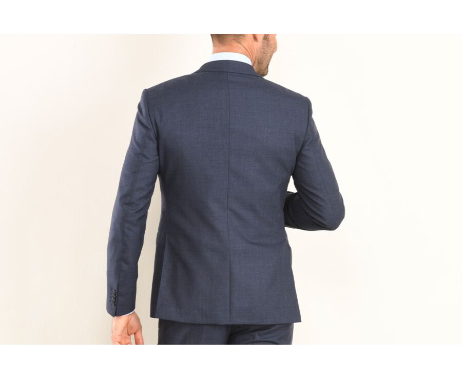 Men's Dark Blue Melange Suit Jacket - LAZARE