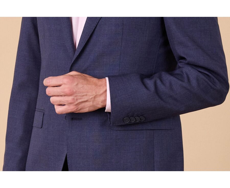 Men's Dark Blue Melange Suit Jacket - LAZARE