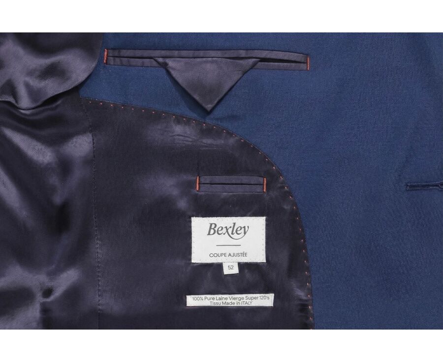 Men's Dark Blue Melange Suit Jacket - LAZARE