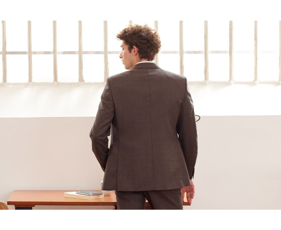 Men's Brown Melange Suit Jacket - LAZARE