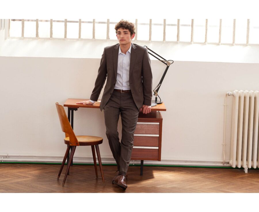 Men's Brown Melange Suit Jacket - LAZARE