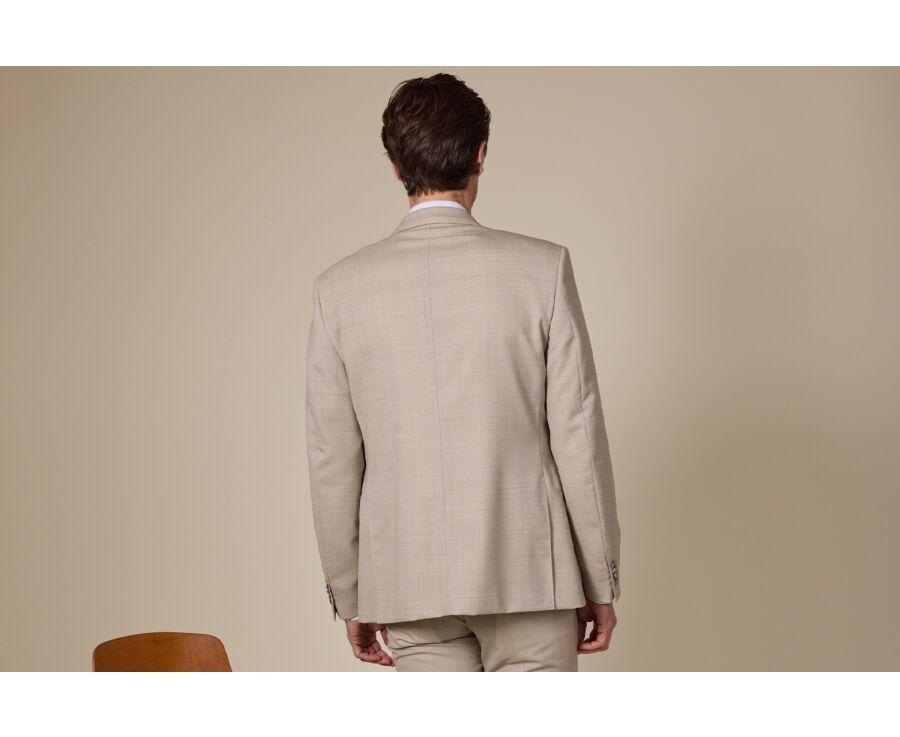 Men's Beige Melange Suit Jacket - LAZARE