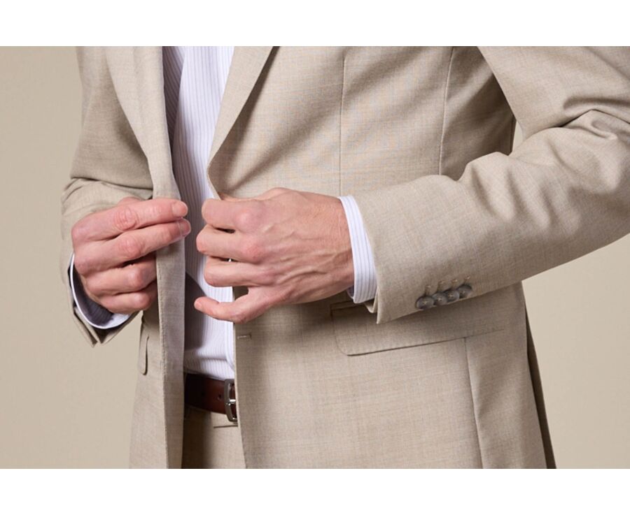 Men's Beige Melange Suit Jacket - LAZARE