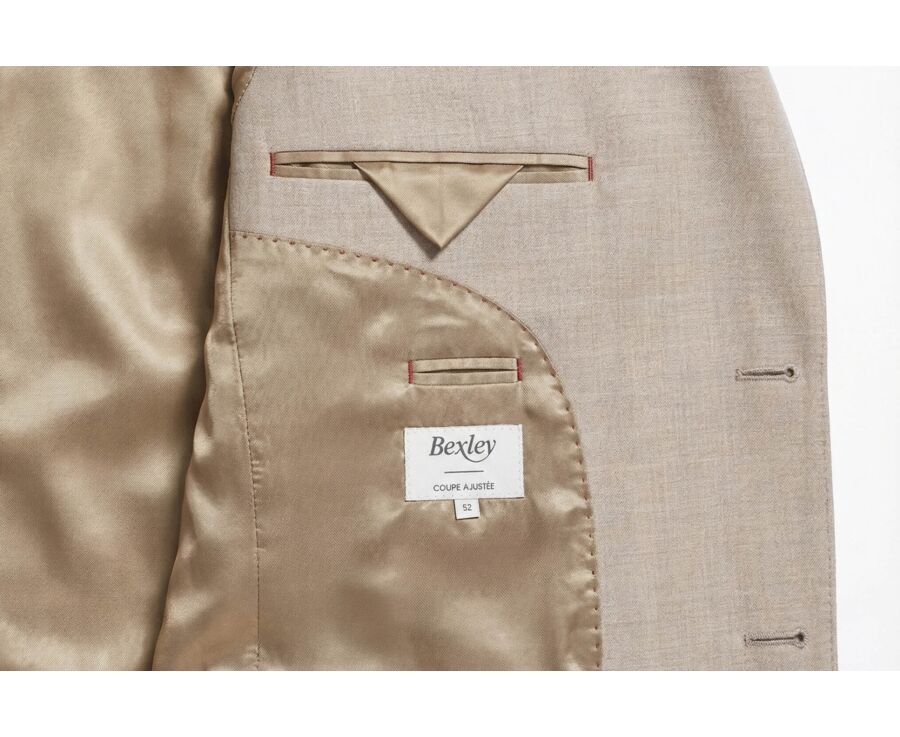 Men's Beige Melange Suit Jacket - LAZARE