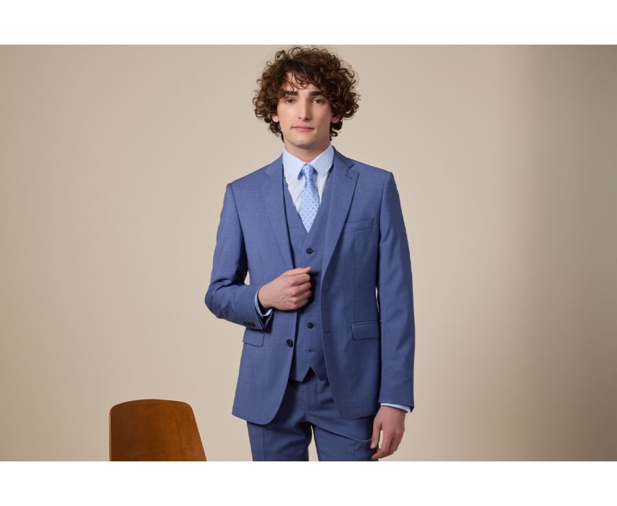 Middle Blue Melange Suit Jacket - LAZARE
