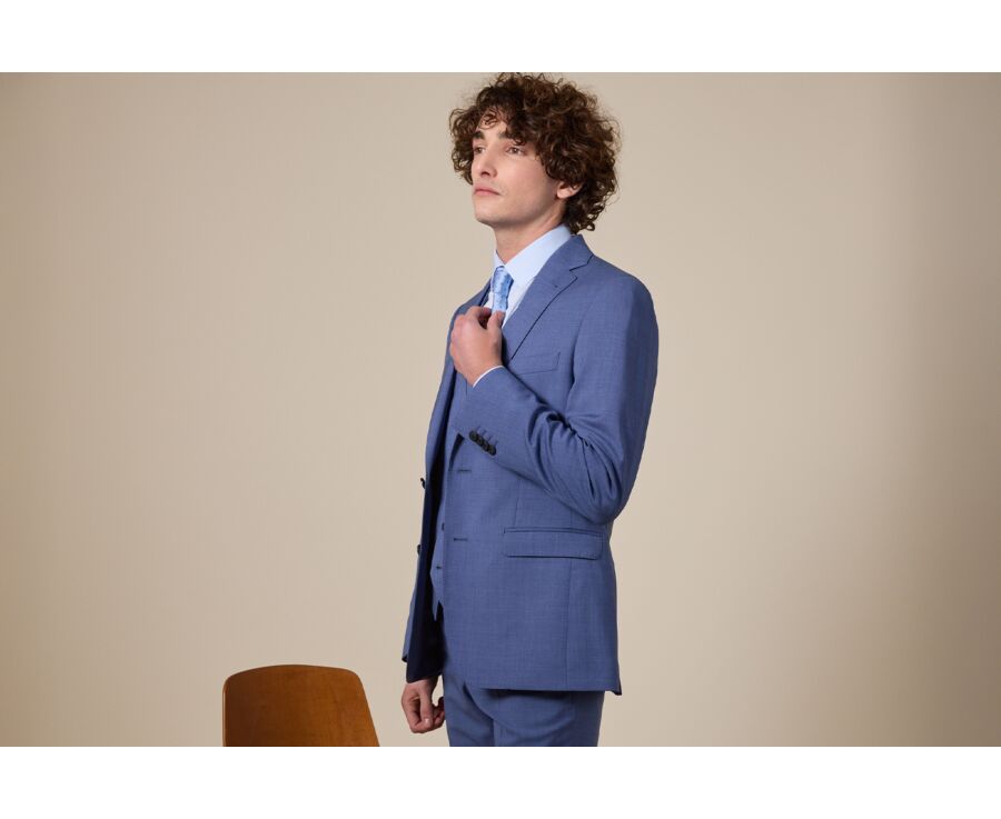 Middle Blue Melange Suit Jacket - LAZARE
