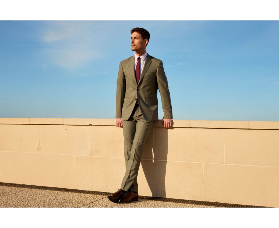 Light Khaki Melange Men's Suit Jacket - LAZARE