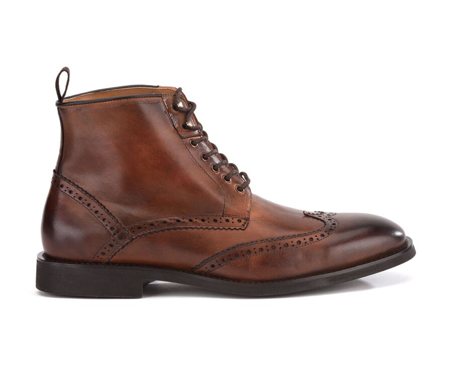 Patina Chestnut lace up Boots Derby CHARING GOMME CITY