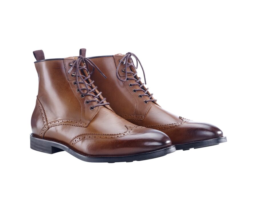 Patina Chocolate lace-up Boots Derby - CHARING GOMME CITY