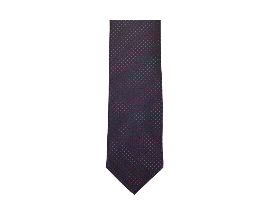 Navy Silk Tie - Red Micro dots
